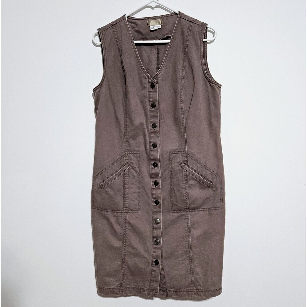 The Territory Ahead Women's Vest Dress Sz 12 Button Front Sleeveless Faded Brown